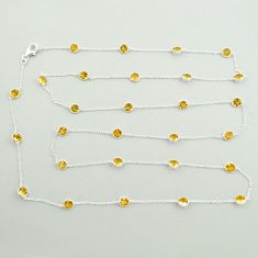 18.40cts natural yellow citrine 925 sterling silver chain necklace u23407