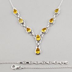 15.64cts natural yellow citrine 925 sterling silver necklace jewelry y24054