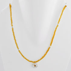 23.45cts natural yellow citrine beads sterling silver necklace jewelry n26446