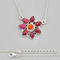 7.43cts orange australian opal (lab) 925 sterling silver necklace jewelry y80264