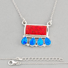8.11cts orange australian opal blue australian opal 925 silver necklace y80244