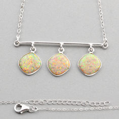 5.71cts pink australian opal (lab) 925 sterling silver necklace jewelry y85291