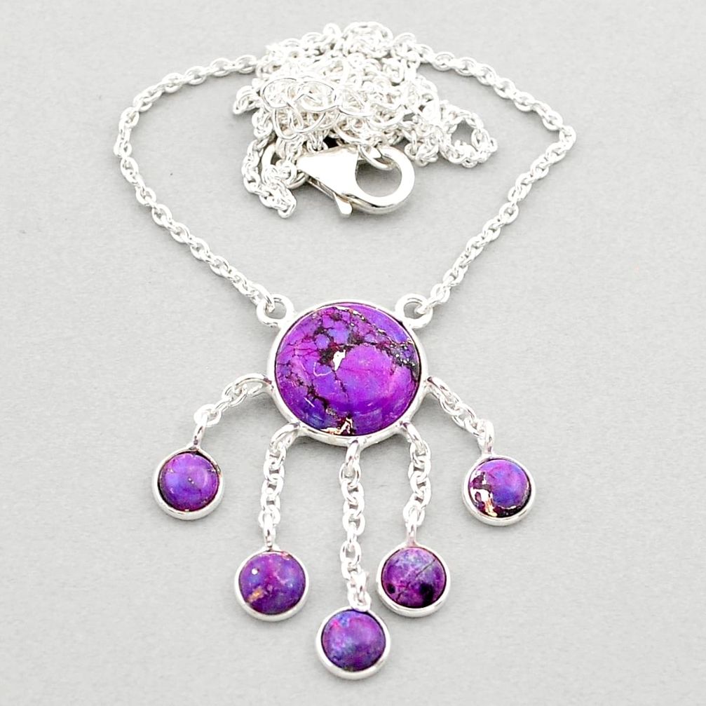 8.83cts purple copper turquoise 925 sterling silver necklace jewelry t59985