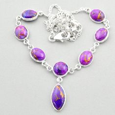 25.00cts purple copper turquoise 925 sterling silver necklace jewelry t64526