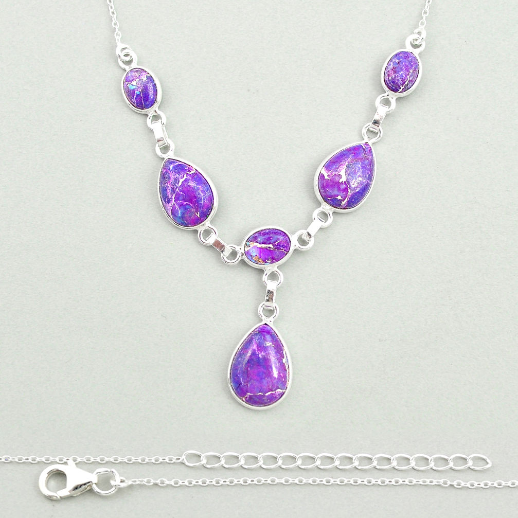 20.49cts purple copper turquoise 925 sterling silver necklace jewelry u25021