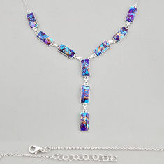 48.49cts purple copper turquoise 925 sterling silver necklace jewelry y72079