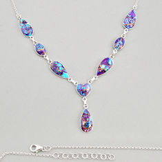 41.24cts purple copper turquoise 925 sterling silver necklace jewelry y72099
