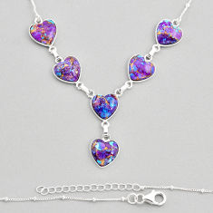 30.40cts purple copper turquoise heart sterling silver necklace jewelry y81944