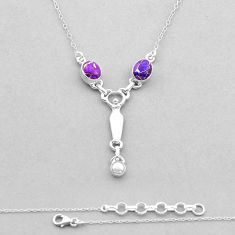 6.44cts purple copper turquoise white pearl 925 sterling silver necklace n53256