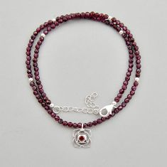 29.88cts root chakra natural garnet beads 925 sterling silver necklace y25691