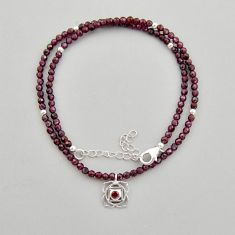 29.93cts root chakra natural red garnet beads 925 silver necklace jewelry y25689