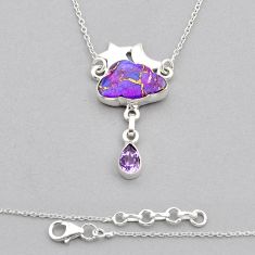 Silver 7.36cts cloud moon star purple copper turquoise amethyst necklace u92457
