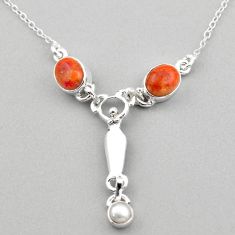Silver 7.43cts natural sponge coral white pearl spirit healer necklace t89194