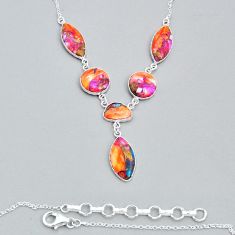 36.51cts spiny oyster arizona turquoise 925 sterling silver necklace y14173