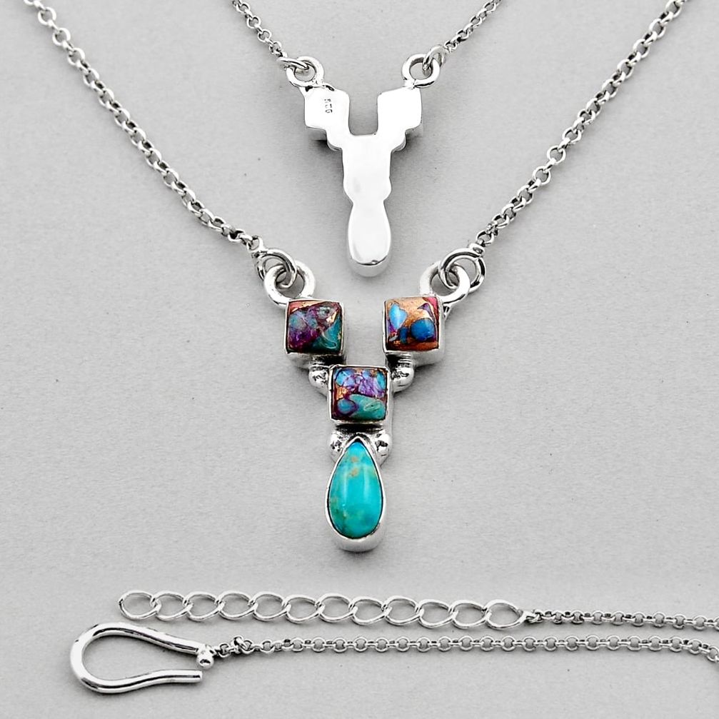 4.58cts spiny oyster arizona turquoise kingman turquoise silver necklace c33600