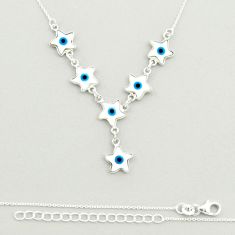 12.34cts star fish blue evil eye talismans 925 sterling silver necklace u26400