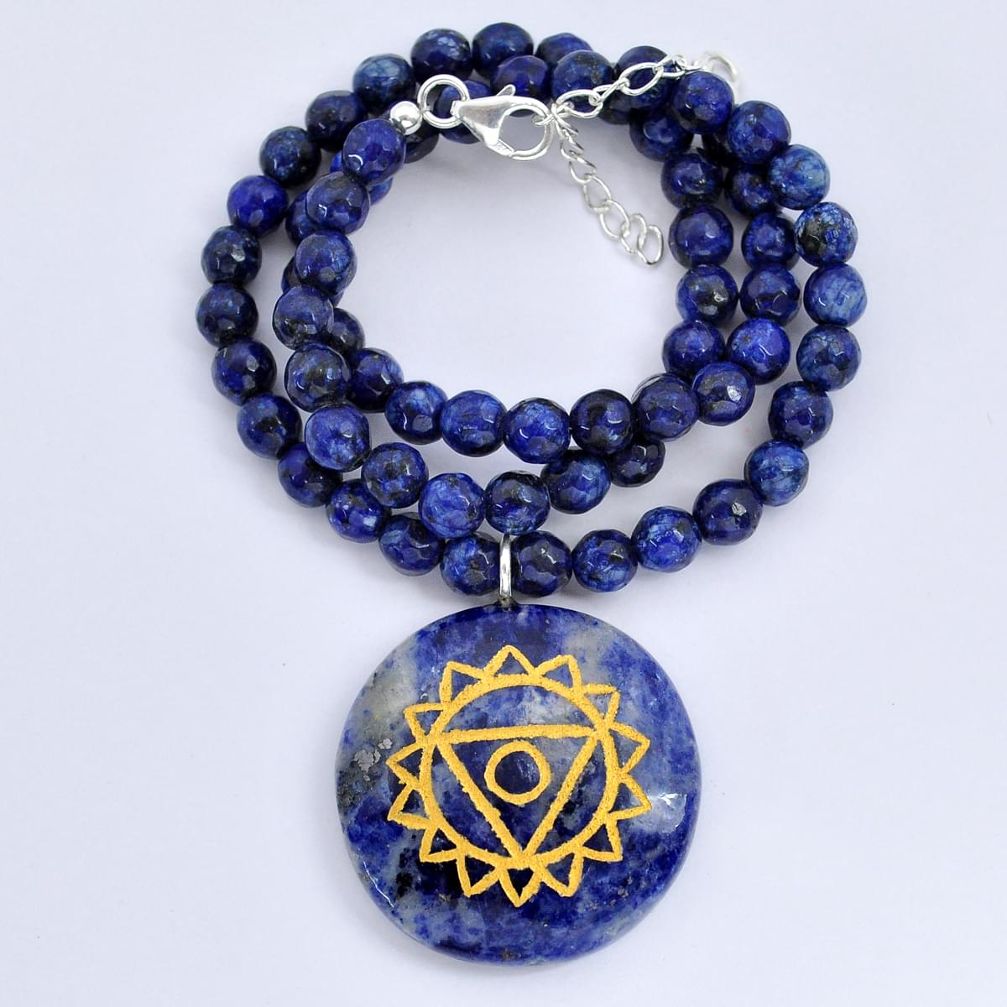 165.72cts throat chakra lapis lazuli 925 sterling silver beads necklace u89537