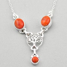 6.67cts tree of life natural red sponge coral 925 silver necklace jewelry t88610
