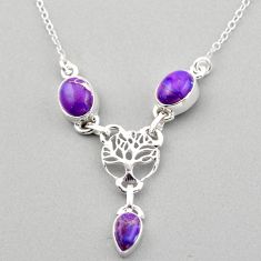 6.73cts tree of life purple copper turquoise 925 sterling silver necklace t88615