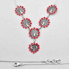 13.64cts tree of life red coral round sterling silver necklace jewelry n20200