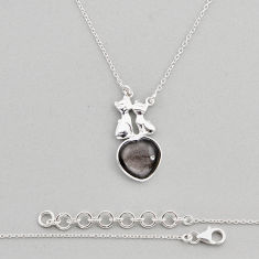 5.80cts two cats natural golden sheen black obsidian 925 silver necklace y61471