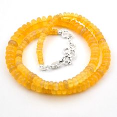 99.14cts tyre shape natural ethiopian opal 925 silver beads necklace y31578