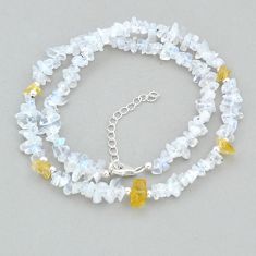 81.14cts yellow citrine moonstone slice rough 925 silver necklace jewelry u89755