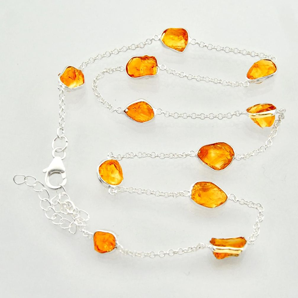 25.83cts yellow citrine rough 925 sterling silver chain necklace jewelry r31503