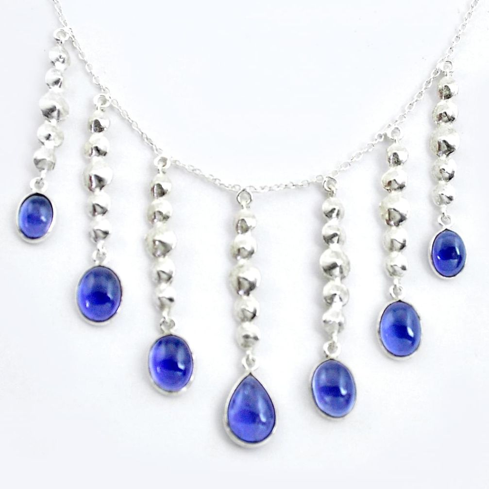 20.37cts natural blue iolite pear 925 sterling silver necklace jewelry p43303