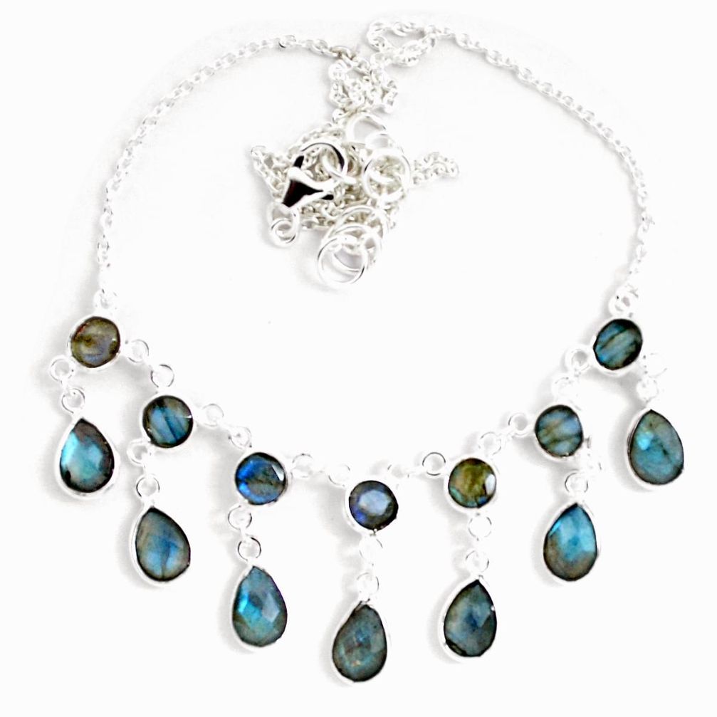 733.96cts natural blue labradorite 925 sterling silver necklace jewelry p40517