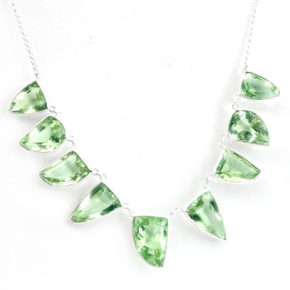 57.68cts natural green amethyst 925 sterling silver necklace jewelry p43774