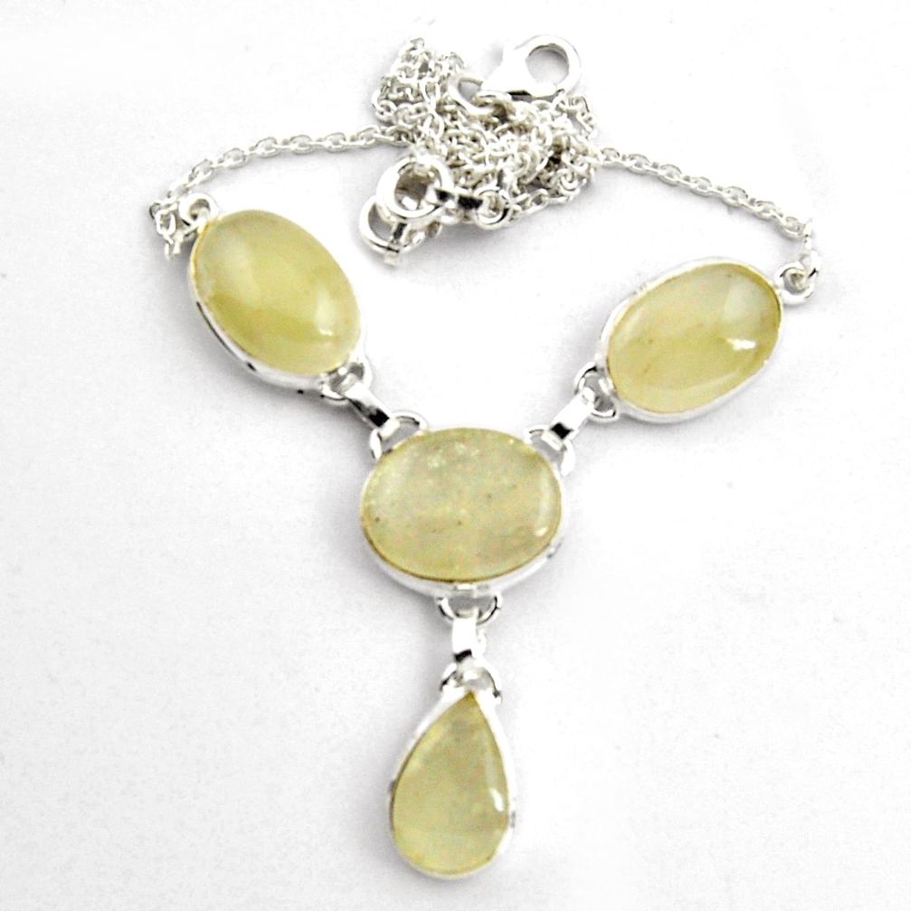 38.14cts natural libyan desert glass (gold tektite) 925 silver necklace p89019