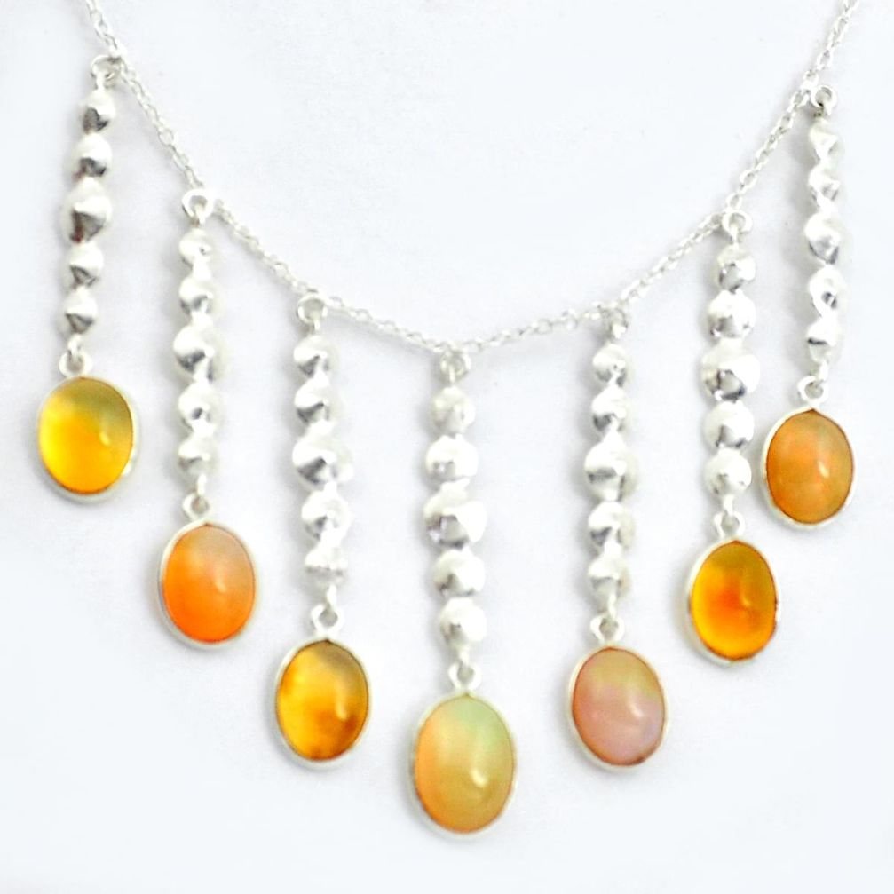 21.78cts natural multi color ethiopian opal 925 sterling silver necklace p43302