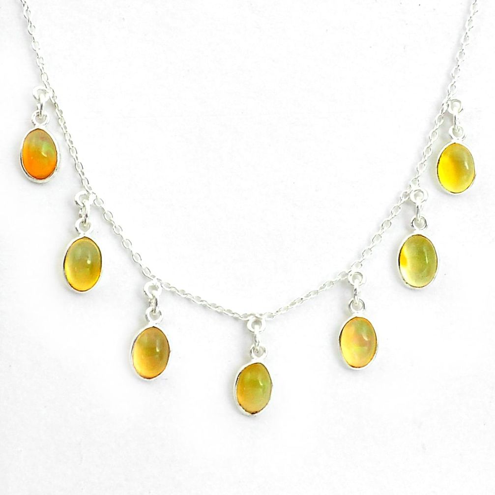 12.55cts natural multi color ethiopian opal 925 sterling silver necklace p43358