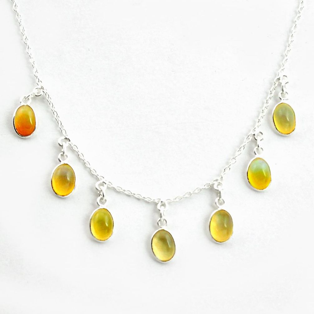 9.72cts natural multi color ethiopian opal 925 sterling silver necklace p43365