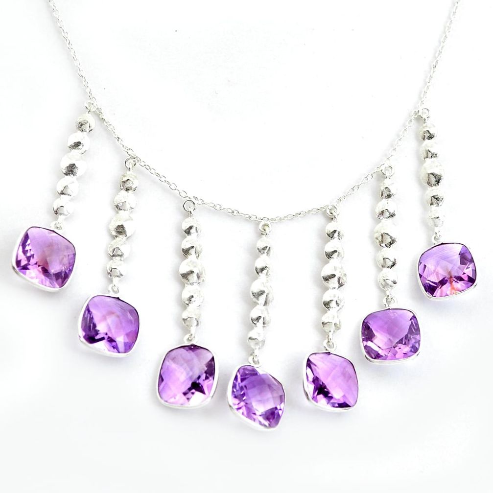 30.91cts natural purple amethyst 925 sterling silver necklace jewelry p43308