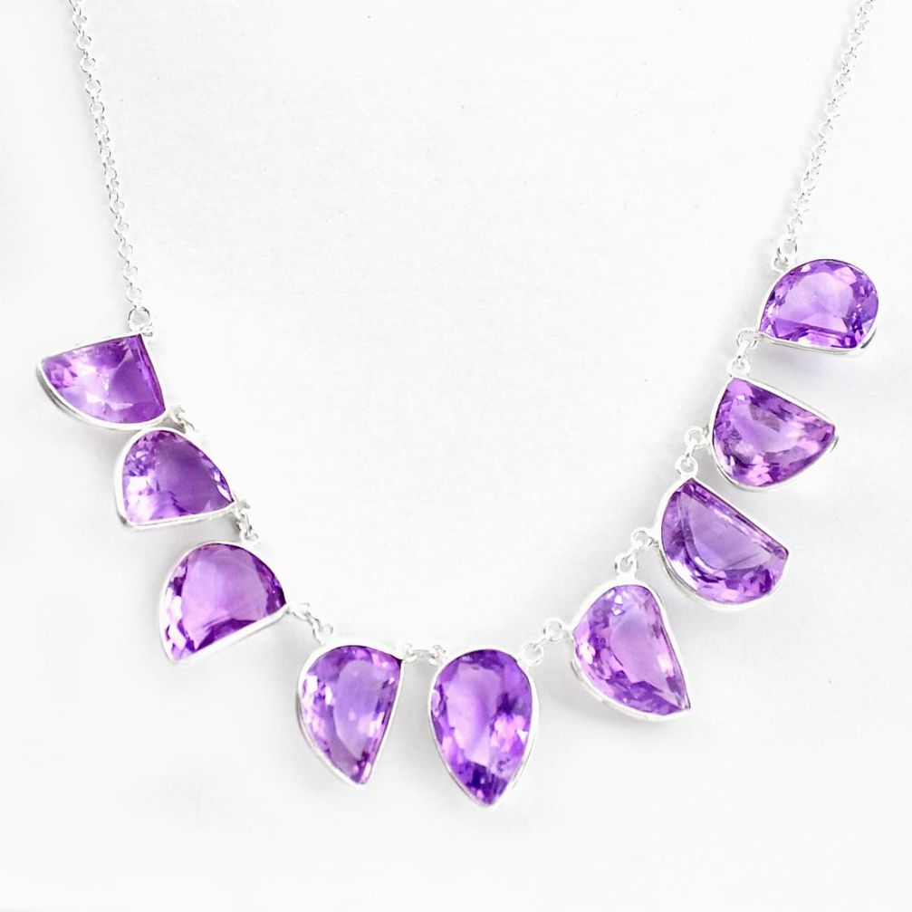 44.49cts natural purple amethyst 925 sterling silver necklace jewelry p43761