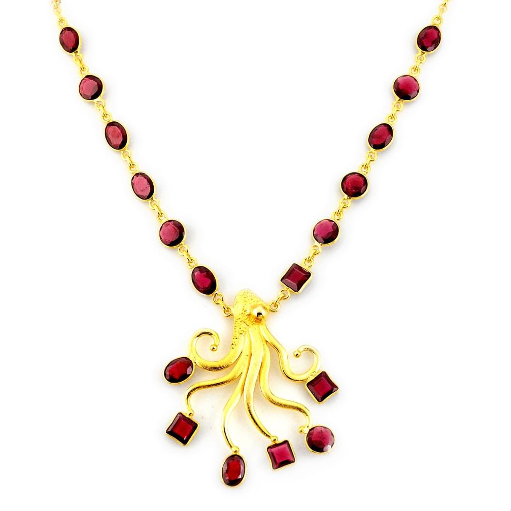 41.42cts natural red garnet 925 sterling silver 14k gold necklace jewelry p91726