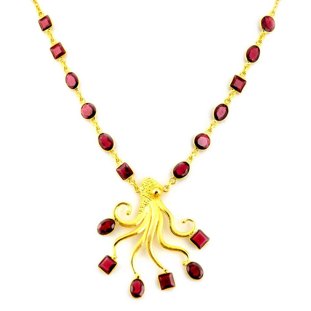 41.42cts natural red garnet 925 sterling silver 14k gold necklace jewelry p91728