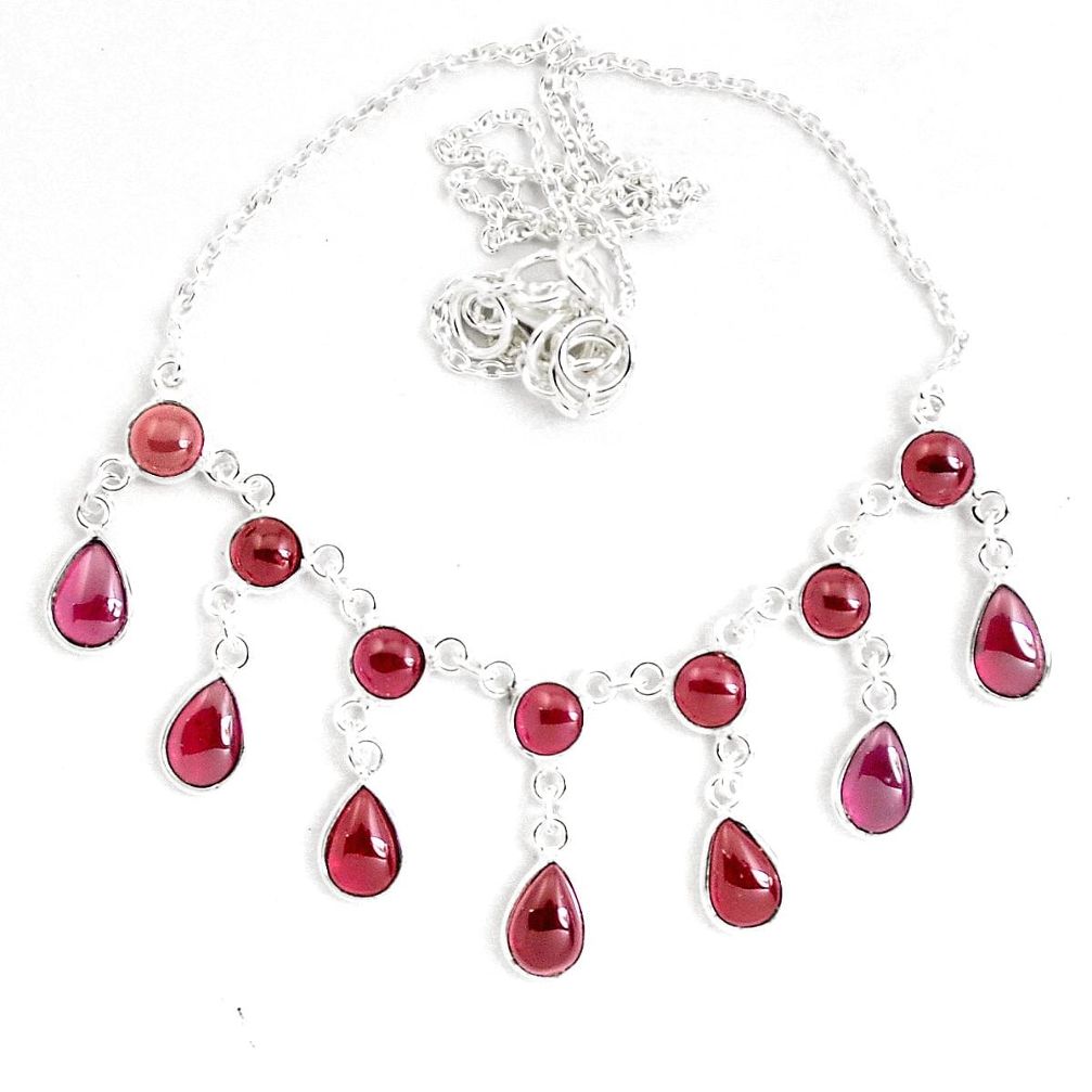 27.92cts natural red garnet pear 925 sterling silver necklace jewelry p40510