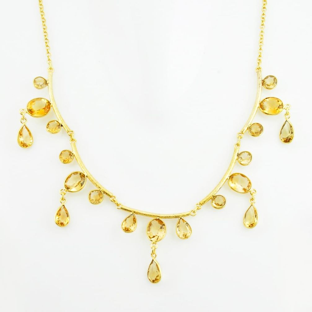 38.47cts natural yellow citrine 14k gold collector handmade necklace p75000