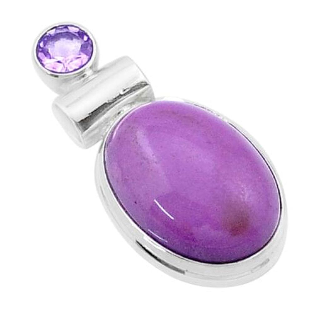 12.00cts natural purple phosphosiderite (hope stone) 925 silver pendant