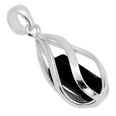8.00cts natural black tourmaline rough 925 sterling silver pendant jewelry