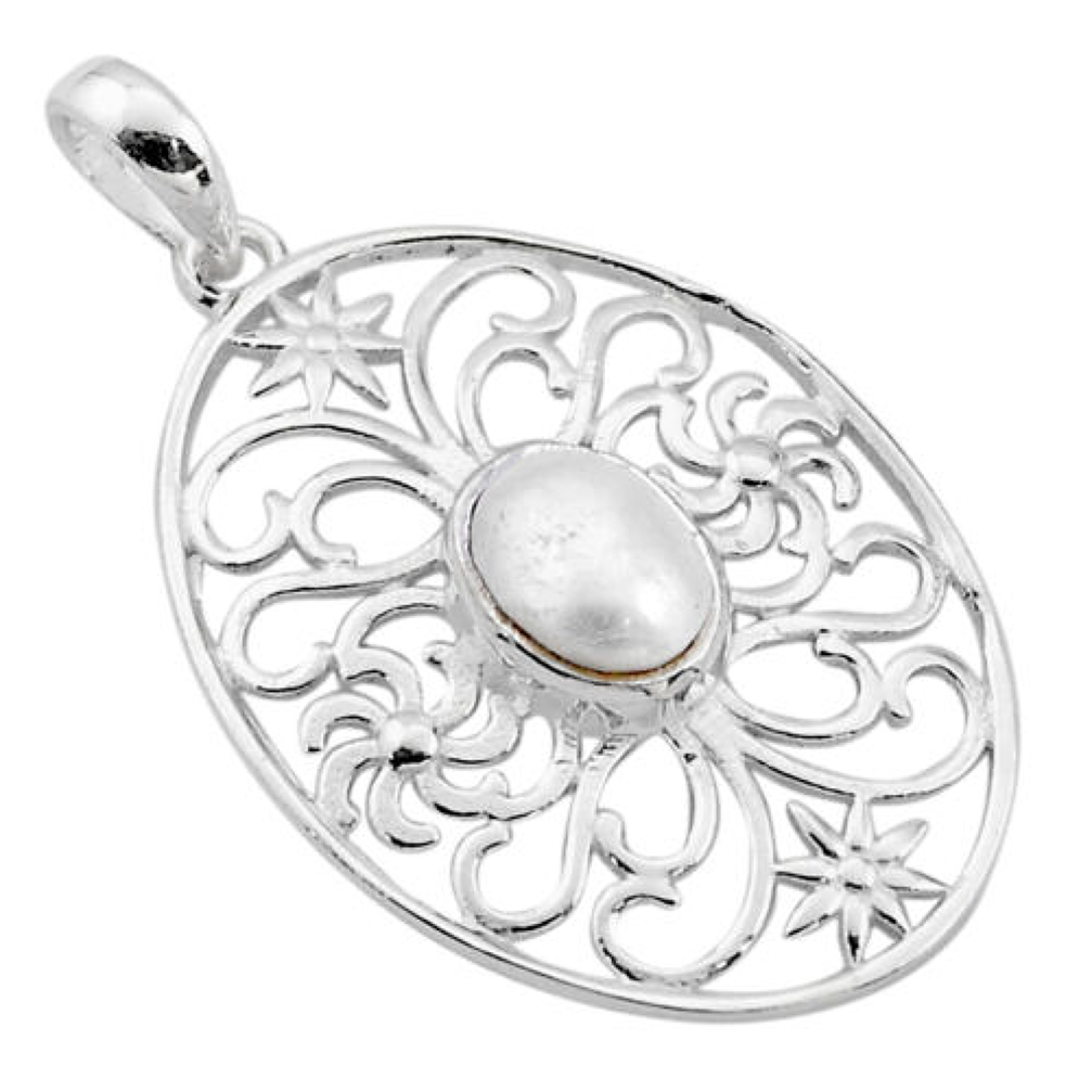 1.50cts natural white pearl 925 sterling silver pendant jewelry