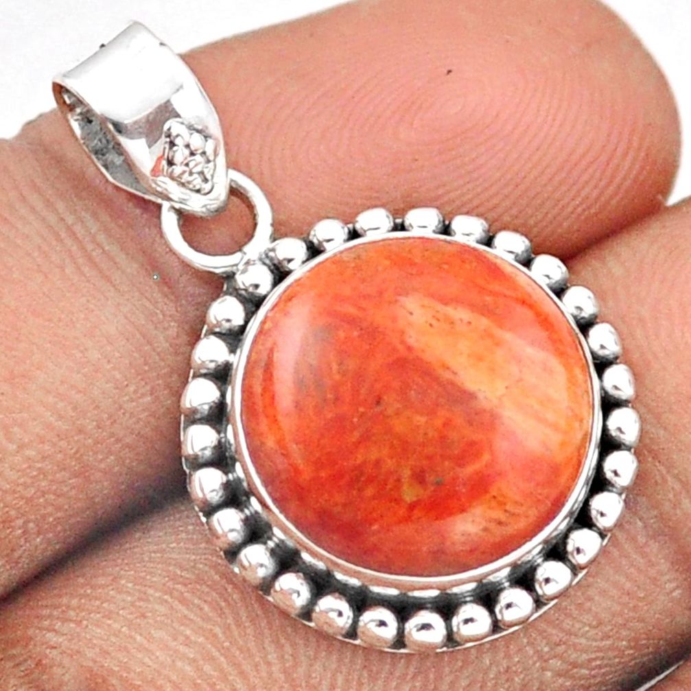 orange mojave turquoise 925 sterling silver pendant u5751