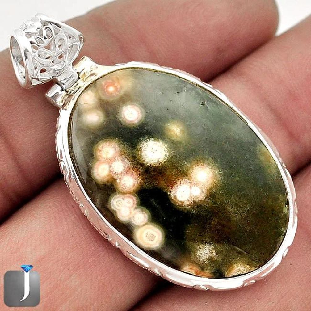 24.61CT NATURAL GREEN RAINFOREST OPAL 925 STERLING SILVER PENDANT JEWELRY F48294