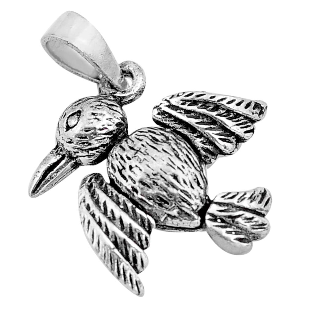 4.69gms 3d moving bali style solid 925 silver bird charm pendant c4321