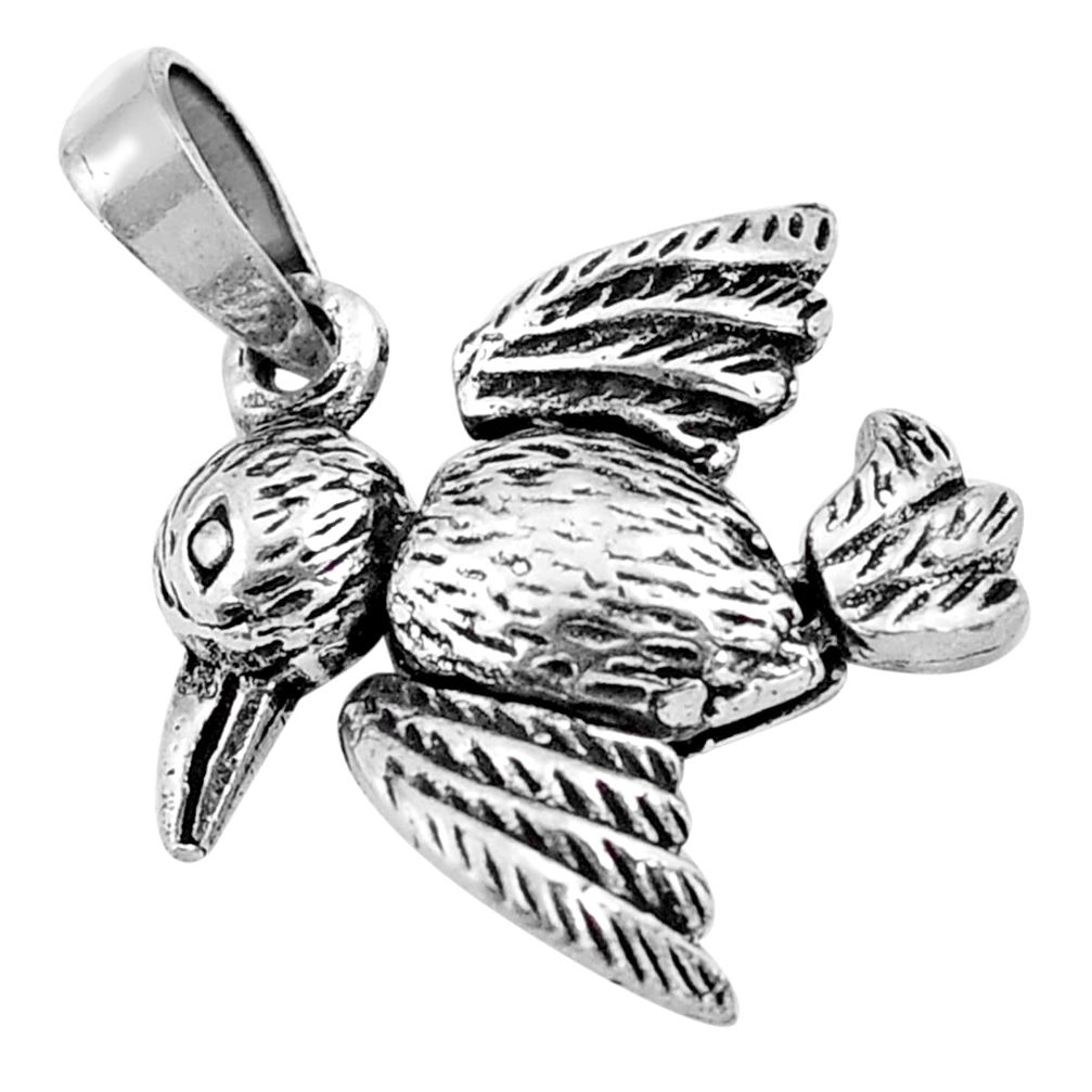 4.47gms 3d moving bali style solid 925 silver bird charm pendant c4323