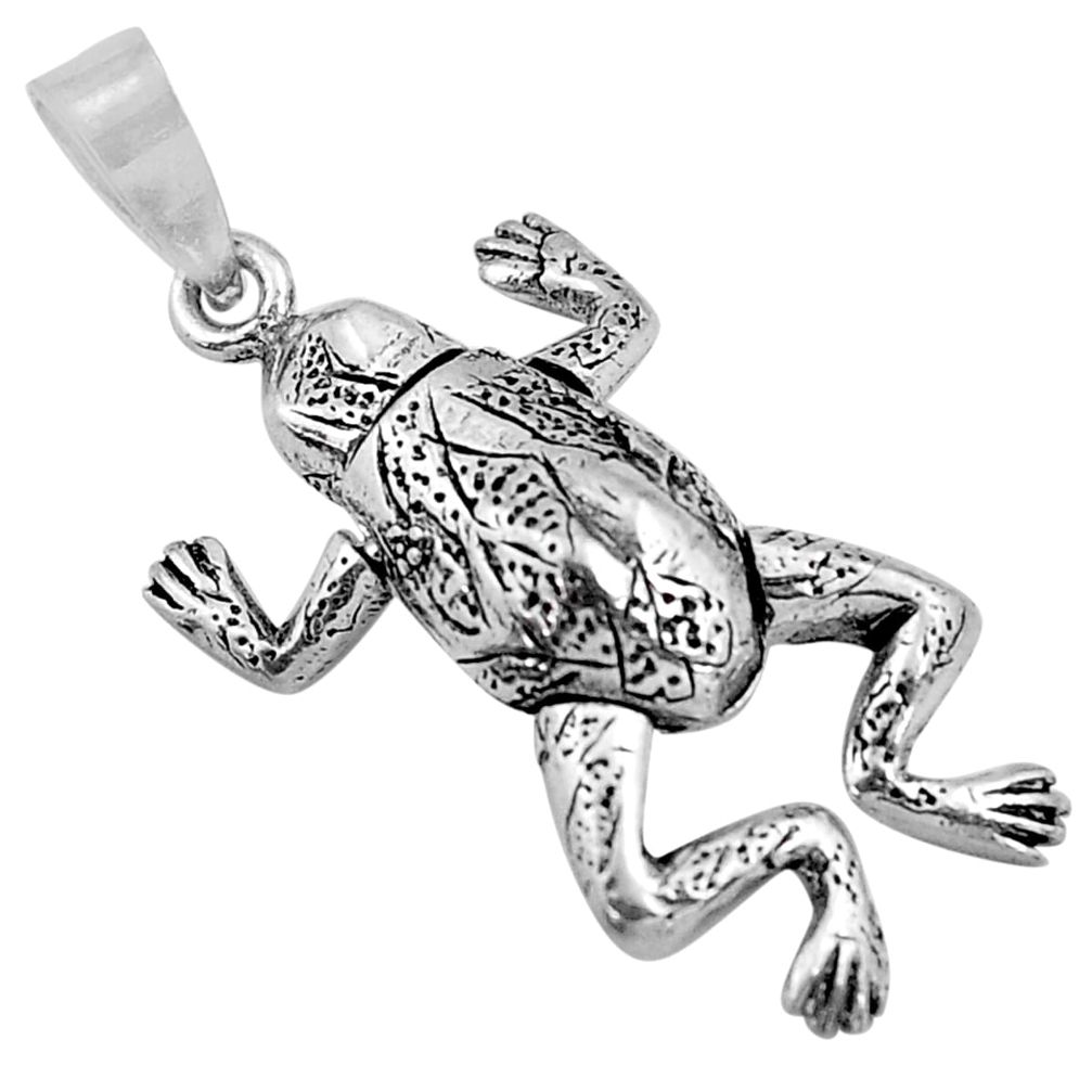 3.89gms 3d moving bali style solid 925 sterling silver frog pendant c4326