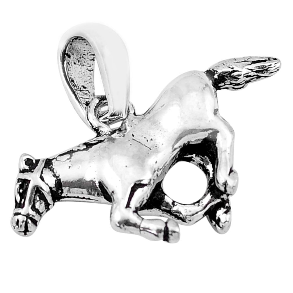 4.89gms 3d moving bali style solid 925 sterling silver horse pendant c4337